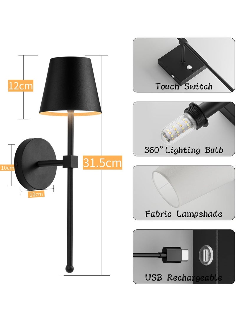 اكسيسن 2 قطعة شمعدان حائط لاسلكي مع جهاز تحكم عن بعد، مصابيح حائط LED قابلة للشحن بالبطارية، إضاءة خافتة بدون خطوات للوحات الحائط، غرفة المعيشة، غرفة النوم، غرفة النوم، المدخل، الحمام، إضاءة ليلية - Image 5