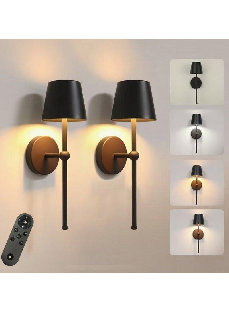 اكسيسن 2 قطعة شمعدان حائط لاسلكي مع جهاز تحكم عن بعد، مصابيح حائط LED قابلة للشحن بالبطارية، إضاءة خافتة بدون خطوات للوحات الحائط، غرفة المعيشة، غرفة النوم، غرفة النوم، المدخل، الحمام، إضاءة ليلية - Image 1