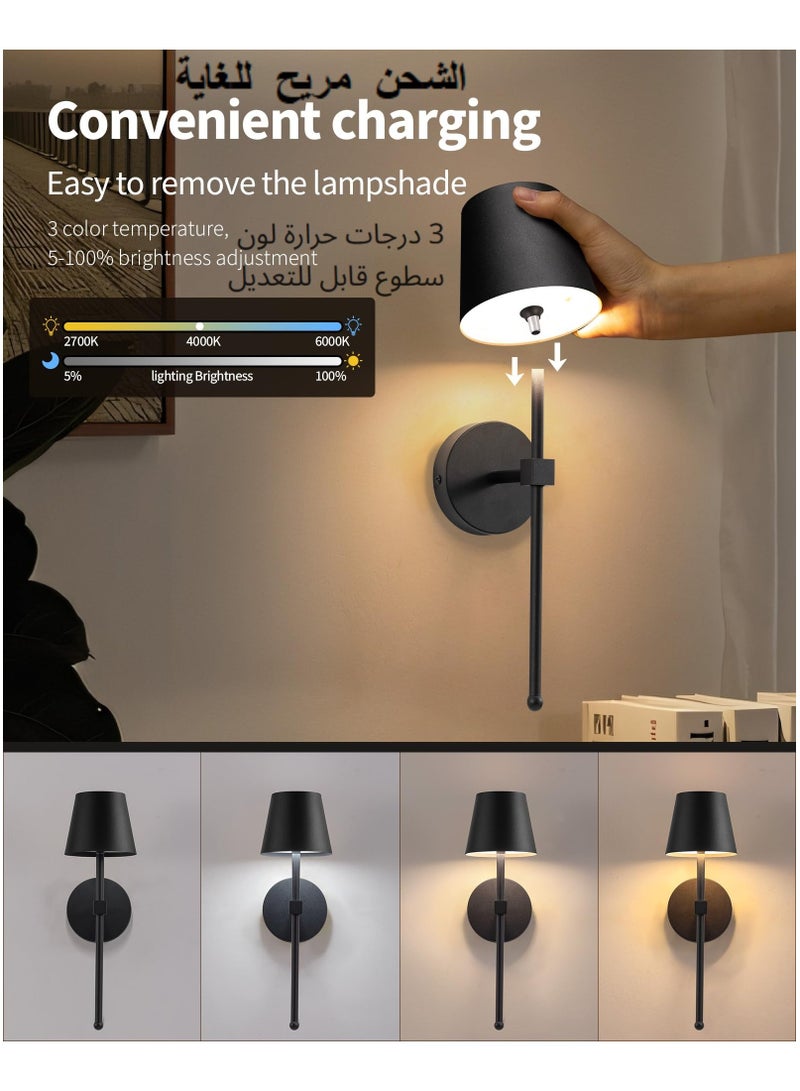 اكسيسن 2 قطعة شمعدان حائط لاسلكي مع جهاز تحكم عن بعد، مصابيح حائط LED قابلة للشحن بالبطارية، إضاءة خافتة بدون خطوات للوحات الحائط، غرفة المعيشة، غرفة النوم، غرفة النوم، المدخل، الحمام، إضاءة ليلية - Image 3