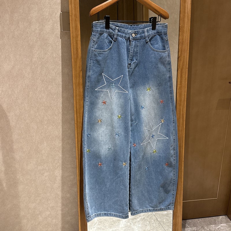 Unisex Classic Denim Jeans Loose Fit Daily Outdoor Wear - Image 1