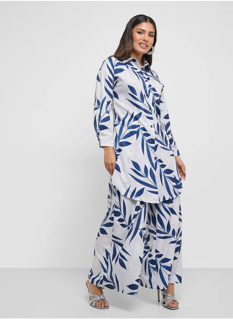 Khizana Printed Longline Top & Pant Set