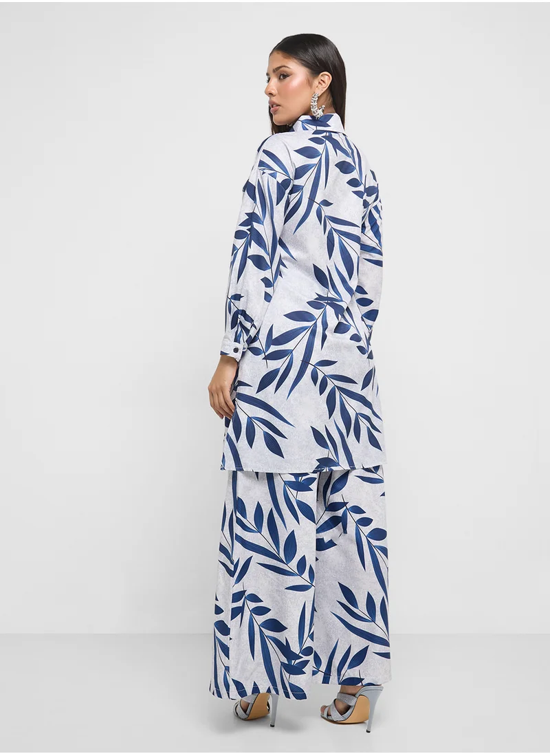Khizana Printed Longline Top & Pant Set