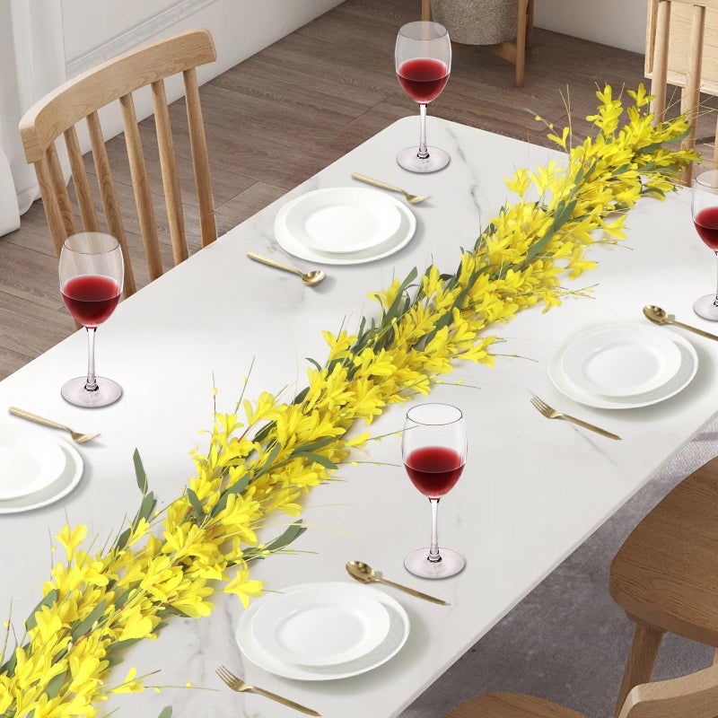 Lokeisna Yellow Forsythia Garland: 6Ft Artificial Spring Summer Garland with Yellow Forsythia & Berries, Green Leaves, All Seasons Garlands for Front Door Window Wall Farmhouse Wedding - Image 4