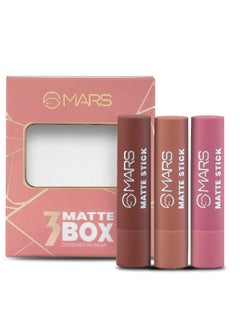 Mars MARS Matte Box Set of 3 Lipsticks for Women | Long-Lasting | Smooth Finish | Moisturising | One Swipe Pigmentation (3x3.2 gm) (05-Blushed & Nudes)  - Image 1