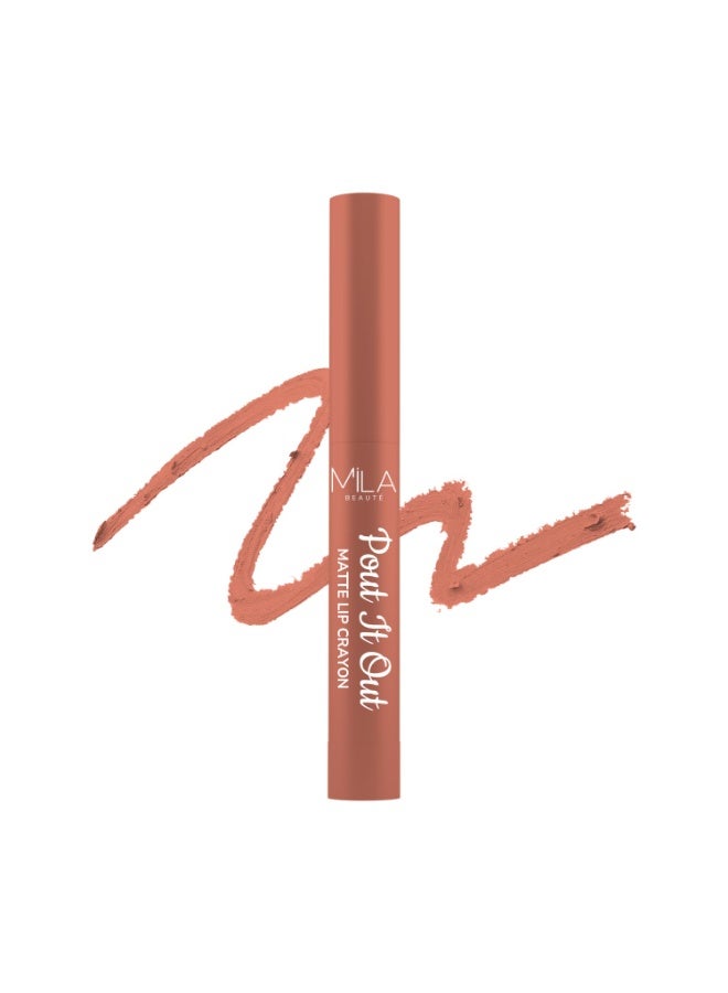Mila Beaute Mila Beauté Pout It Out Matte Lip Crayon | Highly Pigmented & Enriched With Jojoba Oil | Soft Matte Finish | Creamy & Light Weight Texture | Smooth Glide Application | Shade - (Jasmine 1.25g) - Image 1