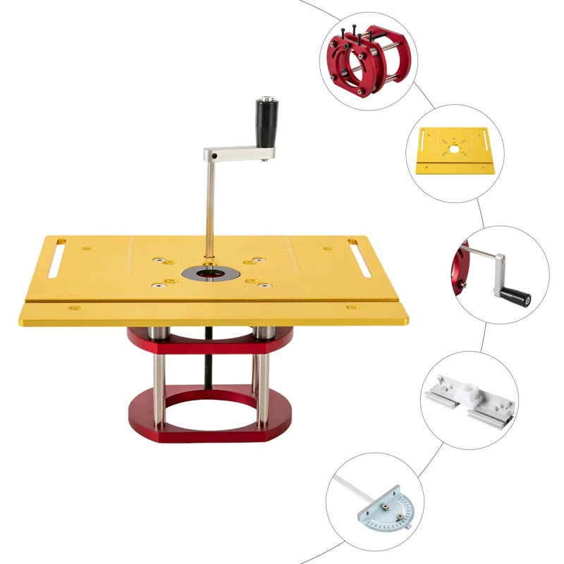 Router Table Insert Plate: 51mm Lift Golden Aluminum Alloy - Easy To Install CNC Processed Stainless Steel Support Rod for Woodworking Inverted Electric Milling Machines - Image 5