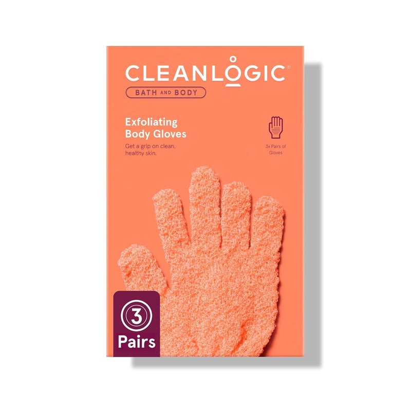 Cleanlogic Bath  Body Exfoliating Glove Stretchy Bath  Shower Gloves Reusable Exfoliator Tool for Smooth  Softer Skin 3 Pairs 6 Count