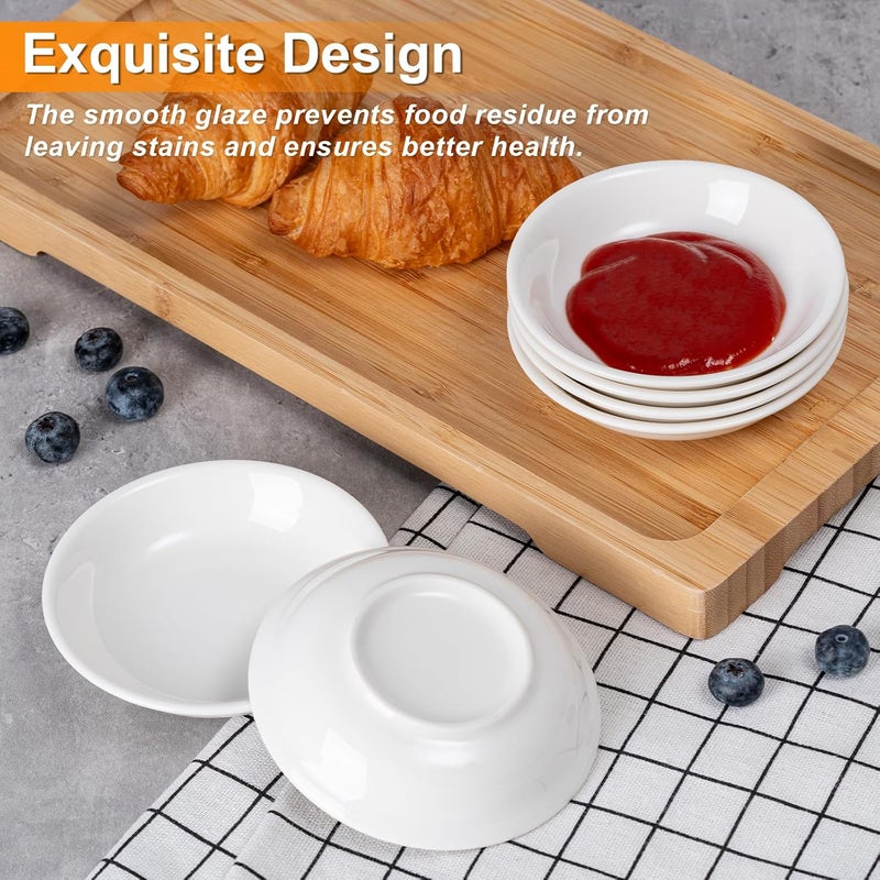 Eisinly 6 Pack Dip Bowls, 3 OZ Ceramic Soy Sauce Dish, White Dipping Sauce Bowls Small Dishes Serving for Tomato Sauce, Soy, BBQ Party Supplies - Image 5