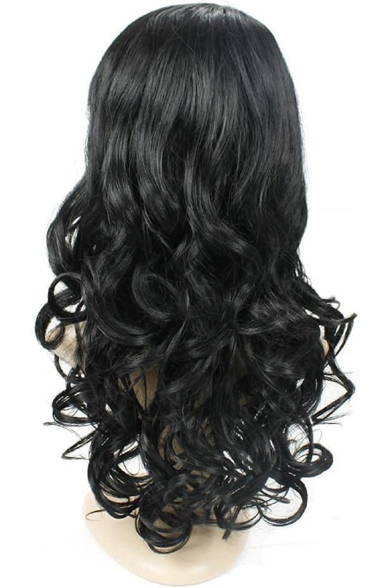 اي سي اي اف باروكة شعر مستعار نسائية أنيقة مجعدة ومموجة طويلة باللون الأسود من ECIF، 2724646991789 - Image 3