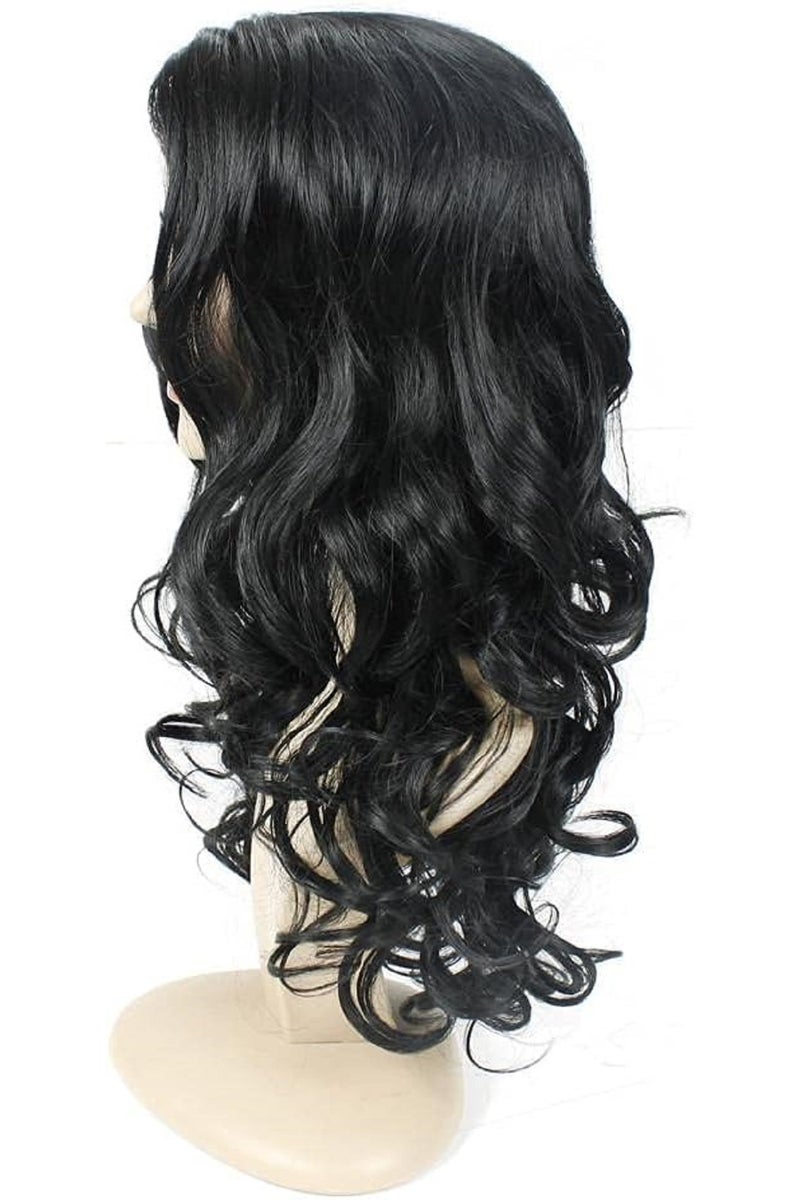 اي سي اي اف باروكة شعر مستعار نسائية أنيقة مجعدة ومموجة طويلة باللون الأسود من ECIF، 2724646991789 - Image 4