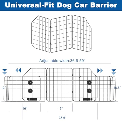 OUSHENG Car Dog Barrier for SUV, Adjustable Pet Divider Gate for Trunk Cargo Area, Universal-Fit Back Seat Heavy-Duty Wire Mesh Dogs Separator Guard Net, Vehicles Safety Travel Accessories - Image 3
