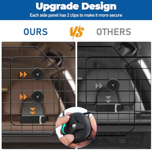 OUSHENG Car Dog Barrier for SUV, Adjustable Pet Divider Gate for Trunk Cargo Area, Universal-Fit Back Seat Heavy-Duty Wire Mesh Dogs Separator Guard Net, Vehicles Safety Travel Accessories - Image 2