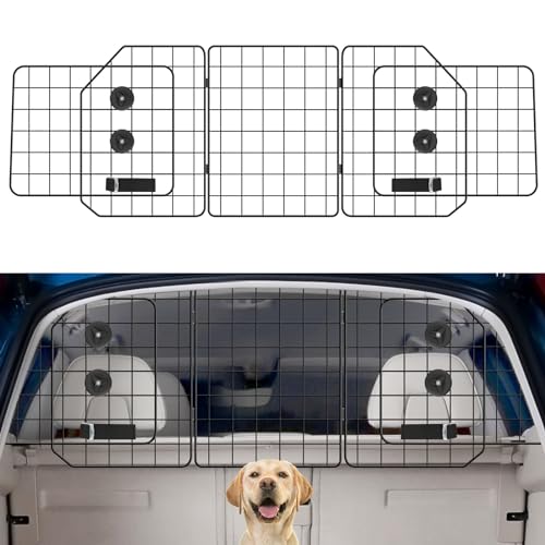 OUSHENG Car Dog Barrier for SUV, Adjustable Pet Divider Gate for Trunk Cargo Area, Universal-Fit Back Seat Heavy-Duty Wire Mesh Dogs Separator Guard Net, Vehicles Safety Travel Accessories - Image 1