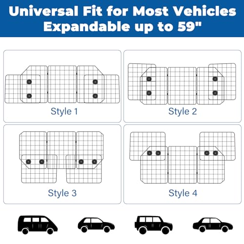OUSHENG Car Dog Barrier for SUV, Adjustable Pet Divider Gate for Trunk Cargo Area, Universal-Fit Back Seat Heavy-Duty Wire Mesh Dogs Separator Guard Net, Vehicles Safety Travel Accessories - Image 4