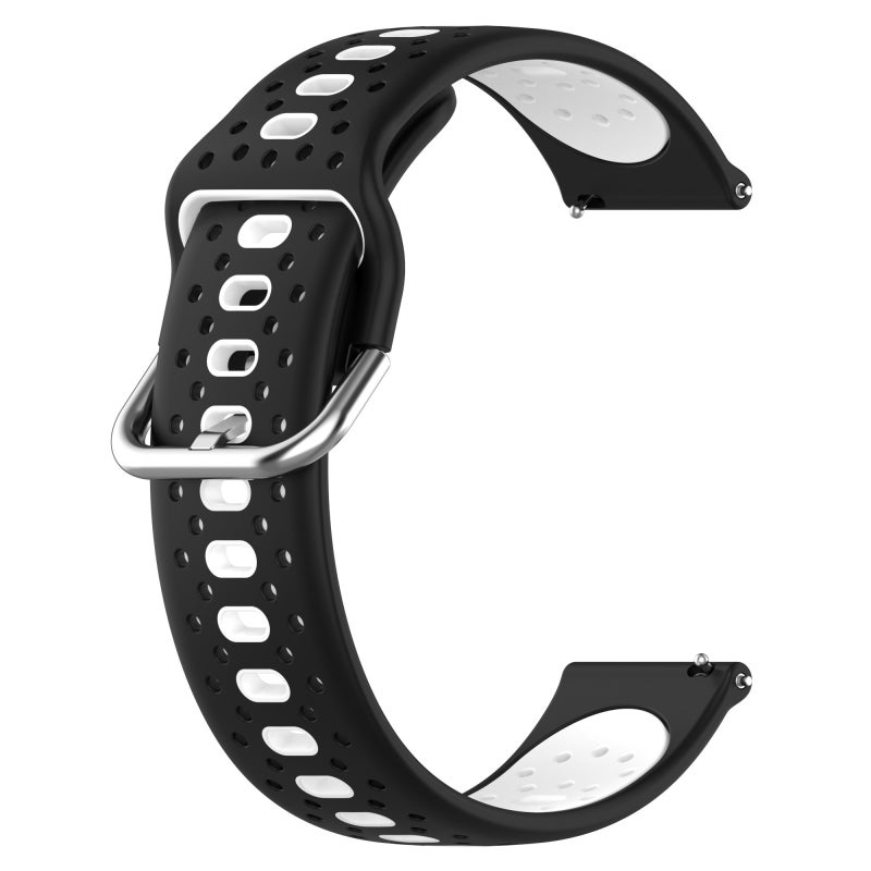 S-TOP For Garmin Forerunner Sq2 20mm Breathable Two-Color Silicone Watch Band(Black+White) - Image 2