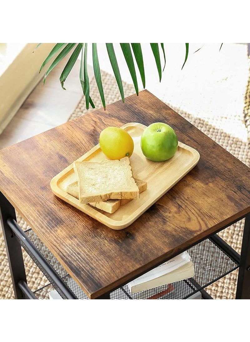 VASAGLE LET23X Nightstand with 2 Adjustable Mesh Shelves, Side Table for Living Room End Table - Rustic Brown - Image 3