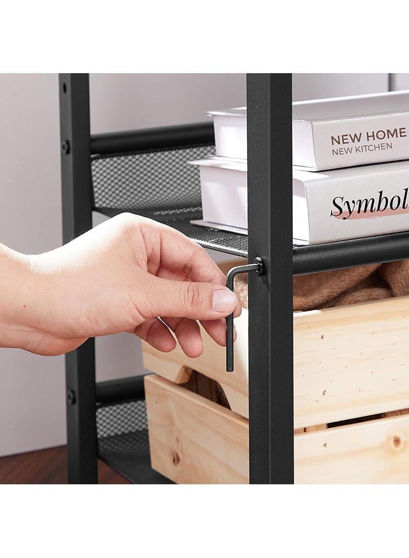 VASAGLE LET23X Nightstand with 2 Adjustable Mesh Shelves, Side Table for Living Room End Table - Rustic Brown - Image 2