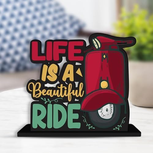 My Creative Hut® Wooden Quotes Table Decor for Office Table Showpiece , Home Decoration , Living Room , Modern Gifting Item (Life is a Beautiful Ride, 6 x 6) - Image 4