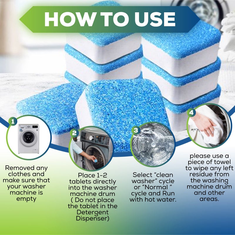 True Fresh Washing Machine Cleaner Descaler 15 Pack Tablets, Deep Cleaning Deodorizer for HE Front & Top Load Washers, Eliminates Odor Buildup Residue Grime, Cleans Drum Pump Valve Hoses Septic Safe - Image 4