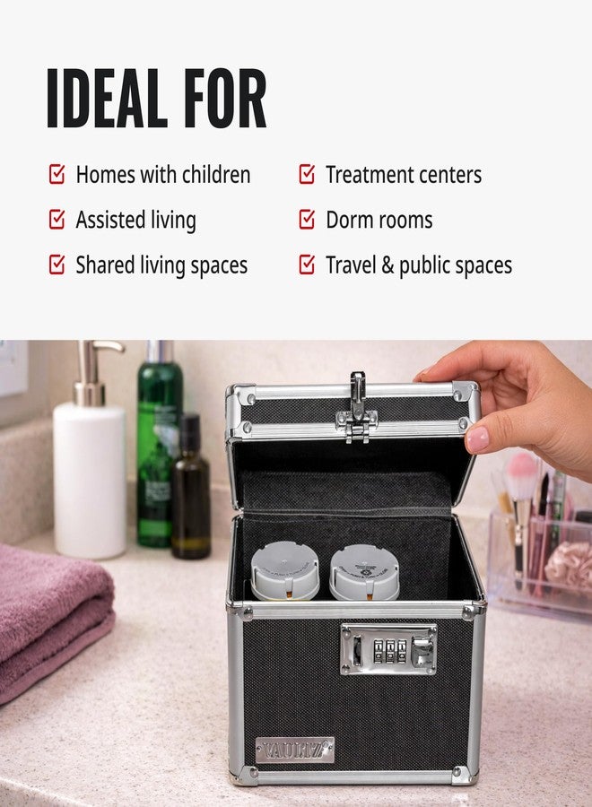 Vaultz Locking Medicine Box with Combination Lock - Secure Metal Lock Box Safe for Medication, Pills & Valuables, Small Lockbox with Code, Portable Storage Case, Black - Image 4