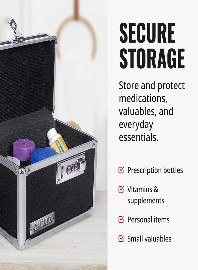 Vaultz Locking Medicine Box with Combination Lock - Secure Metal Lock Box Safe for Medication, Pills & Valuables, Small Lockbox with Code, Portable Storage Case, Black - Image 3