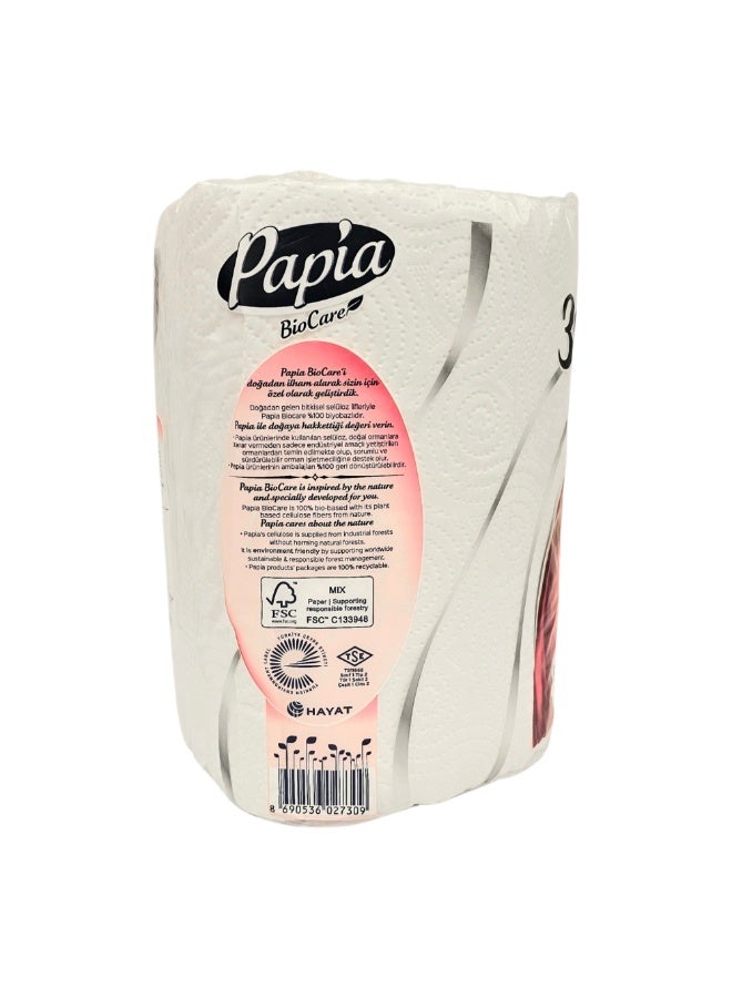 Papia Bio Care Kitchen Roll 3 Ply × 12 Pcs | Ultra Absorbent & Strong Kitchen Paper Towels | Effective Cleaning for Surfaces & Spills | Soft Texture with High Durability | Ideal for Daily Household Use - Image 3