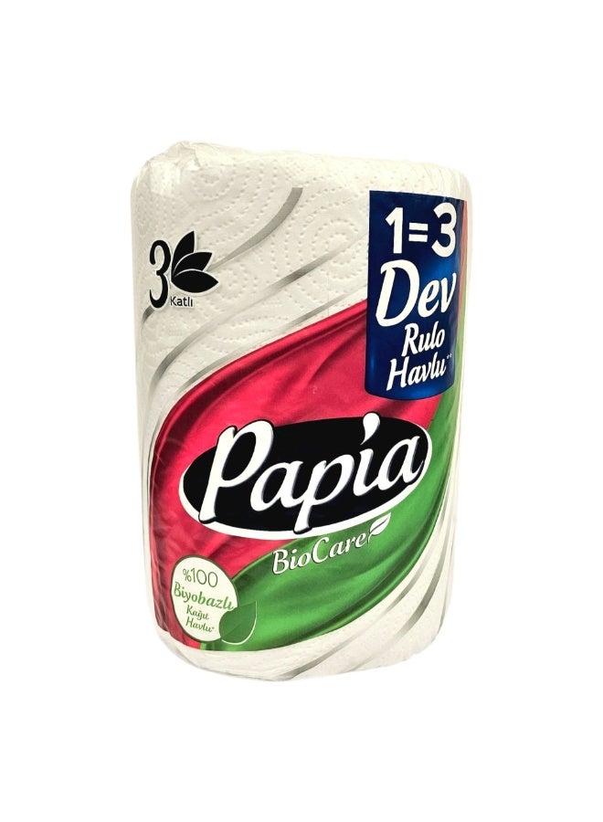 Papia Bio Care Kitchen Roll 3 Ply × 12 Pcs | Ultra Absorbent & Strong Kitchen Paper Towels | Effective Cleaning for Surfaces & Spills | Soft Texture with High Durability | Ideal for Daily Household Use - Image 2