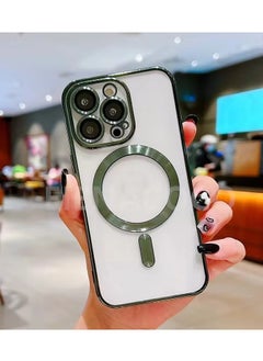 Magnetic Transparent Oiled IPhone 15 Pro Back Cover With Wireless Charger 