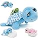 MorisMos Sea Turtle Stuffed Animal Mommy with Babies 6 Packs Stuffed Turtle Toys for Kids Toddlers 14 Mama BigEyed Tortoise Toy Sea Stuffed Animal Plush Pillow Gifts for Birthday Christmas - Image 2