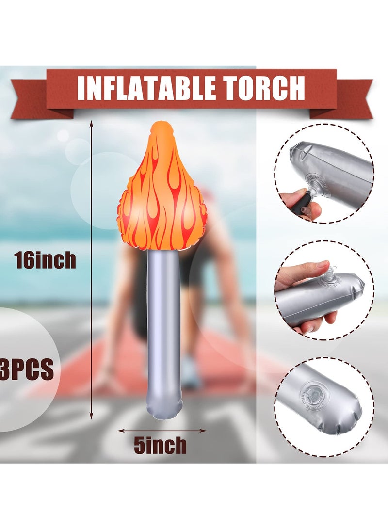 SYOSI 12 Pieces Gold Silver Bronze Plastic Medals Winner Award Olympic Style Metal Awards and 3 Inflatable Torch Inflates for Competition Gymnastic Birthday Party Favors - Image 2