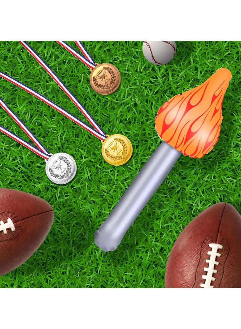 SYOSI 12 Pieces Gold Silver Bronze Plastic Medals Winner Award Olympic Style Metal Awards and 3 Inflatable Torch Inflates for Competition Gymnastic Birthday Party Favors - Image 4