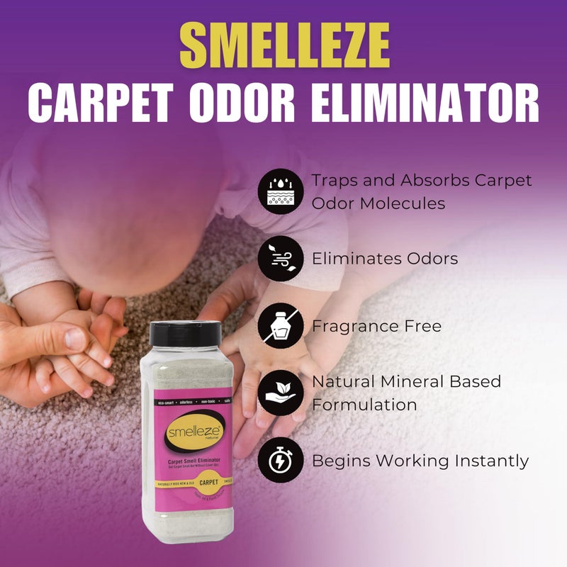 سميليز Smelleze Natural New Carpet Smetly رائحة الروائح الكريمة مسحوق الرائحة - مزيل الرائحة - مبللة جميع السجاد السجاد والمفروشات الجديدة 2 رطل. - Image 3