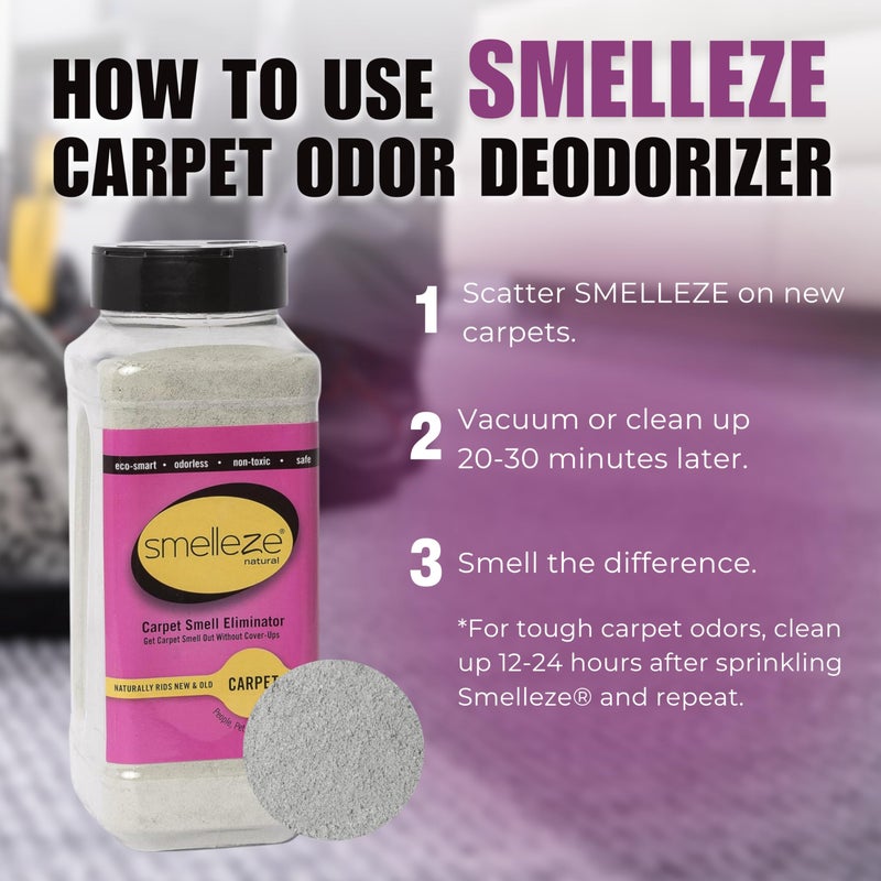 سميليز Smelleze Natural New Carpet Smetly رائحة الروائح الكريمة مسحوق الرائحة - مزيل الرائحة - مبللة جميع السجاد السجاد والمفروشات الجديدة 2 رطل. - Image 5