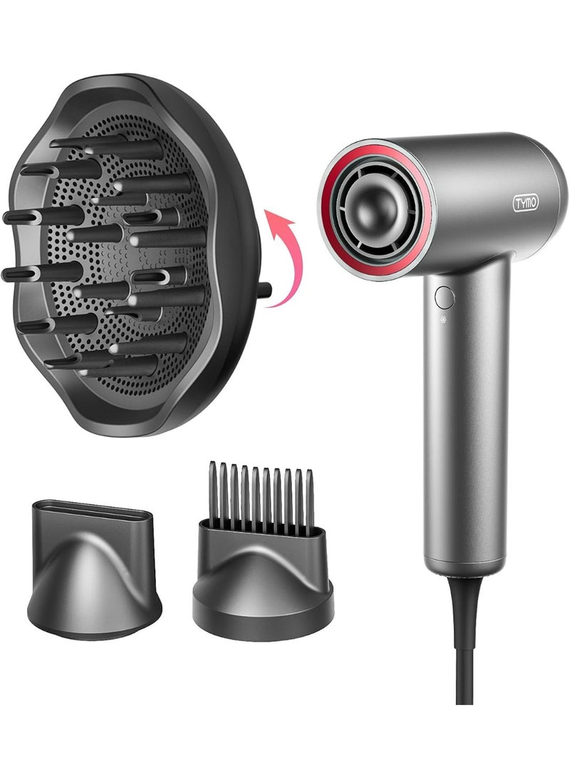 TYMO Hair Dryer with Adjustable Diffuser - High-Speed Ionic Blow Dryer, Fast Drying & Zero Damage, Low-Noise Hairdryer, 3 Speeds & 4 Temps with Cool-Shot for Professional Styling at Home/Salon - Image 1