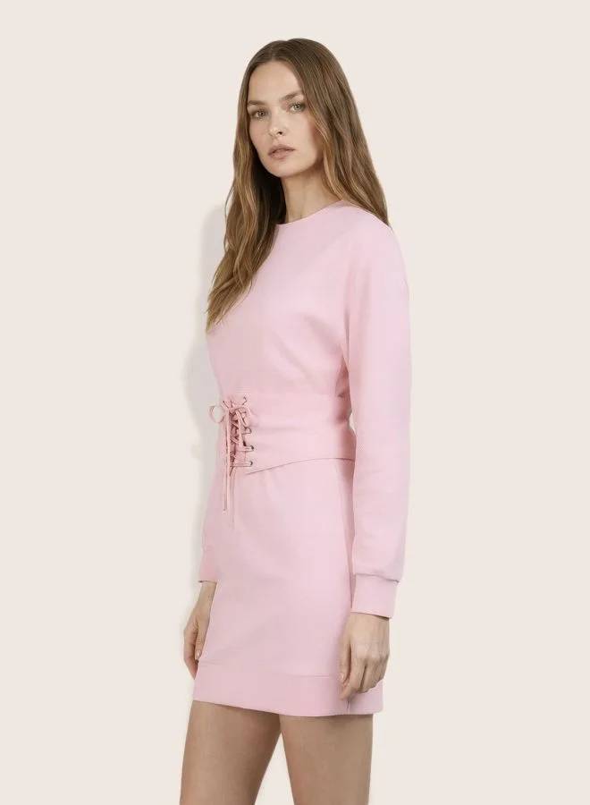Freehand  Women Relaxed Fit Solid Crew Neck Long Sleeve Sweat Dress for Women | Best Price UAE