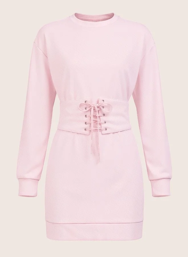 Freehand  Women Relaxed Fit Solid Crew Neck Long Sleeve Sweat Dress for Women | Best Price UAE