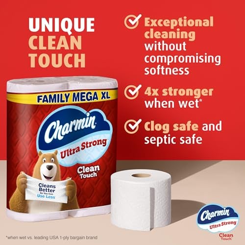 Charmin Ultra Strong Clean Touch Toilet Paper 6 Family Mega XL Rolls 42 Regular Rolls - Image 3