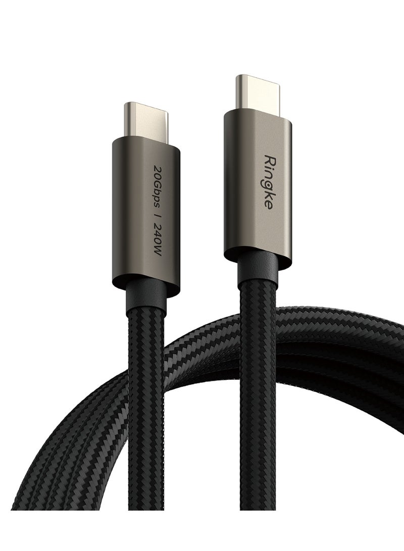 Ringke USB C to USB C Cable 3.2 Gen 2x2 20Gbps Data Transfer (3.3 FT), Type C 240W Fast Charging Charger Cord Compatible with iPhone 16 and 15 Series, Galaxy, Pixel, Laptops and Tablets black - Image 1