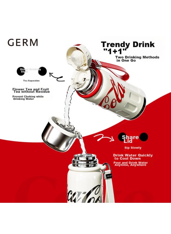 Germ Panzhanle Coca-cola Insulated Cup, Sports Water Bottle For Men And Women, Student Car Cup, 580ml, Morgan White - Image 3