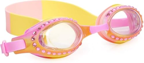 Bling 2O Girls' Strawberry Lemonade Rhinestone Kids Swimming Goggles (Ages 3+ up) - UV Protection, Latex-Free, 100% Silicone Material - Includes Anti-Fog & Adjustable Head Strap - Image 1