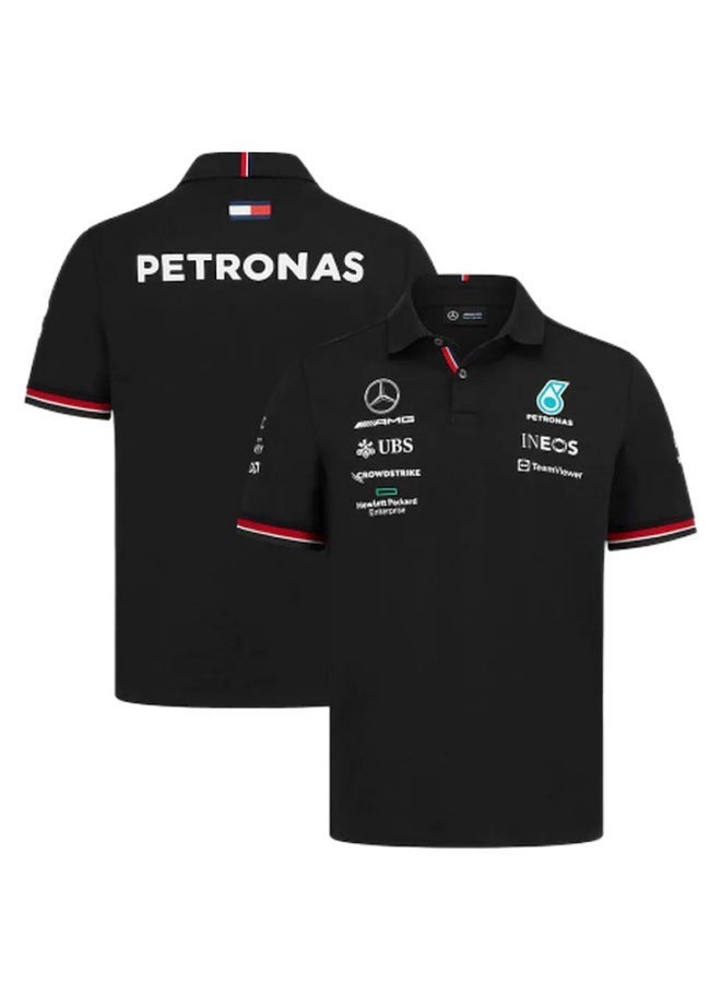 قميص بولو رجالي قصير الأكمام سريع الجفاف وامتصاص العرق بتصميم سباقات F1