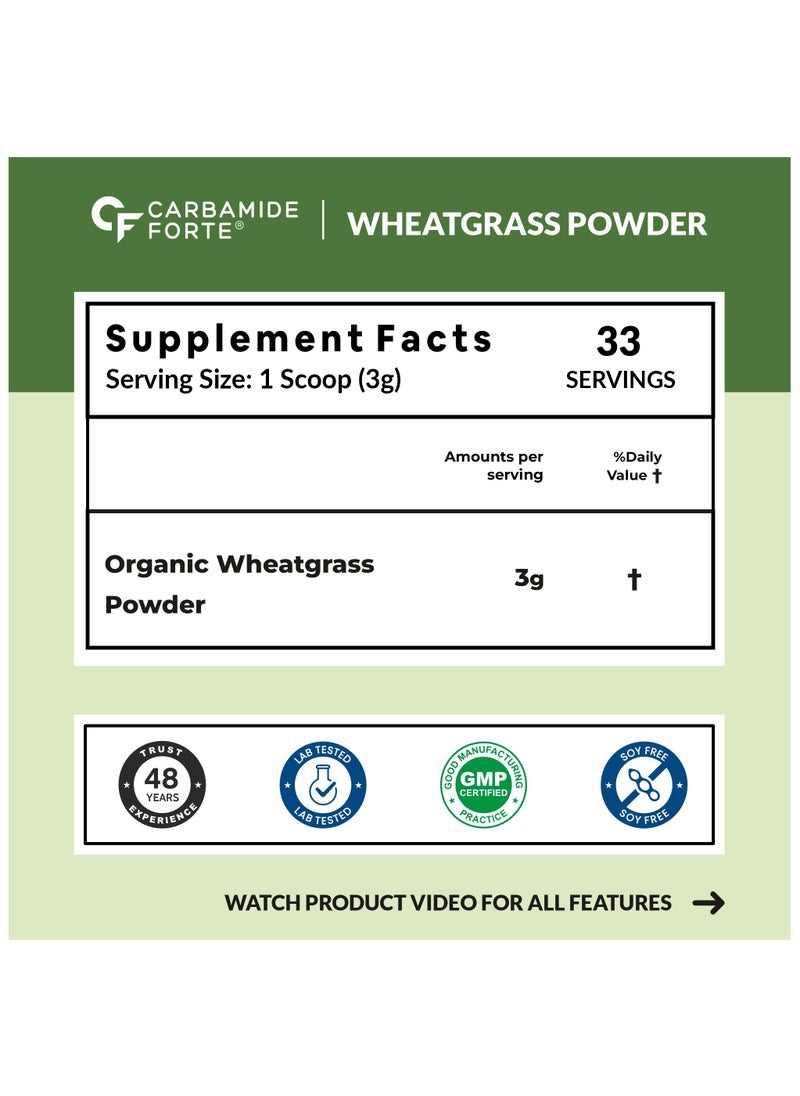 CARBAMIDE FORTE - Carbamide Forte 100% Natural Organic Wheatgrass Powder Wheat Grass Juice Organic | Wheatgrass Juice Powder - 100g Wheatgrass Powder Organic - Image 1
