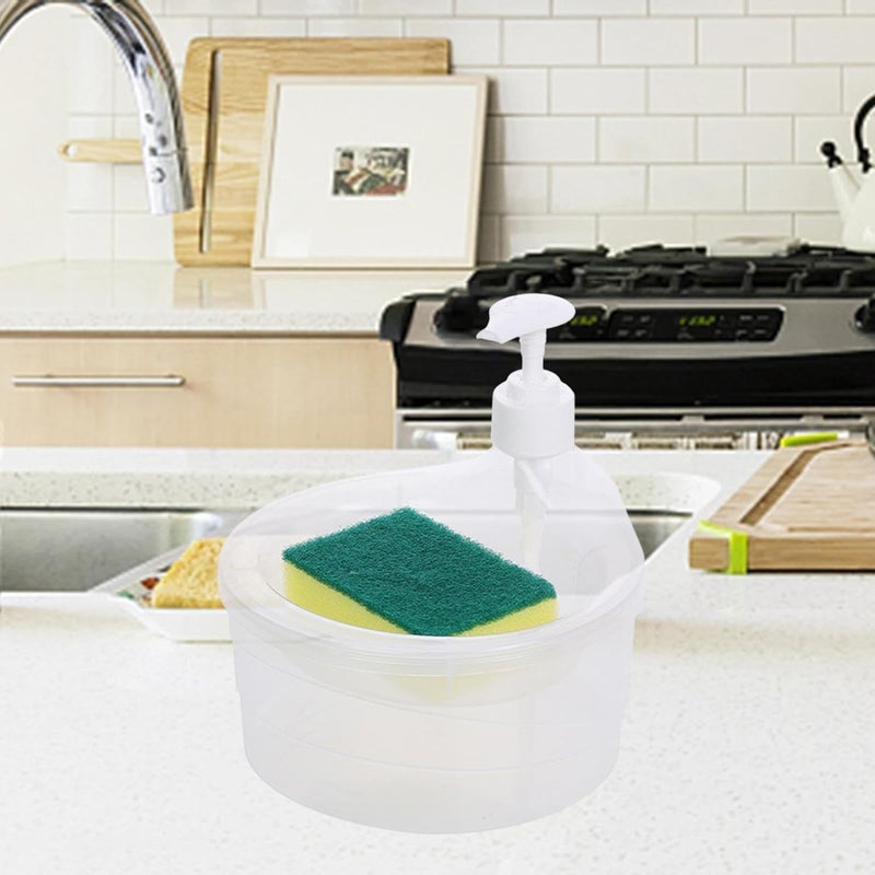 Bvienex||™ Double Layer Soap Dispenser with 3 pcs Wire Cloth Rags for Bathroom Accessories Dishwasher Liquid Holder Dispenser Pump with Sponge Holder Kitchen Sink Accessories Items - Image 2