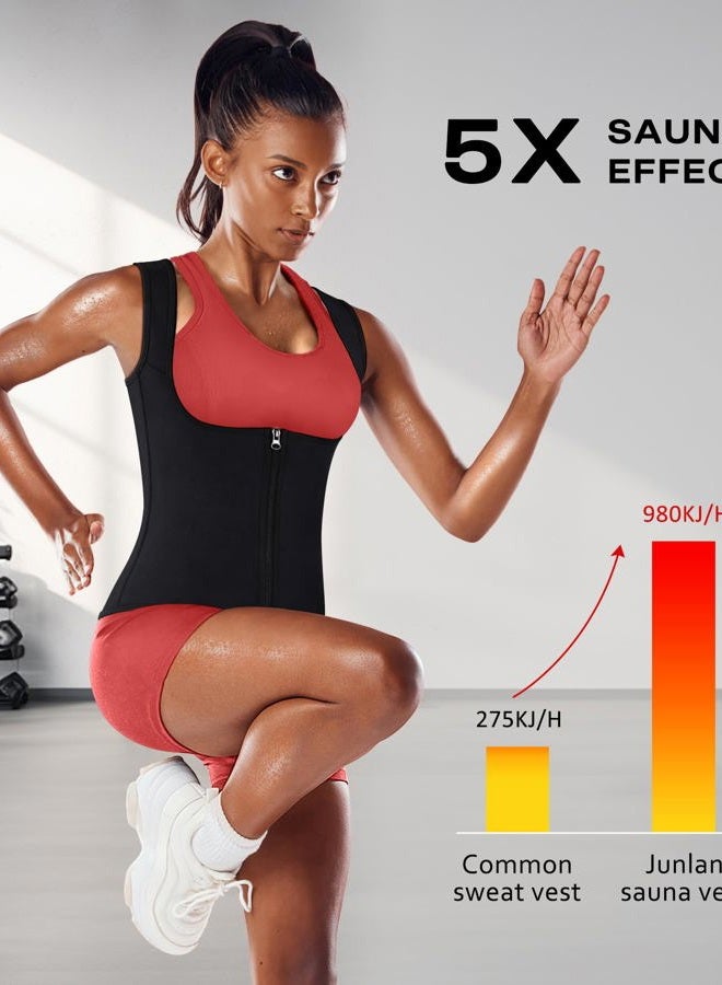 Junlan Waist Trainer for Women - Sauna Suit Sweat Vest Waist Trimmer for Working Out - Image 3