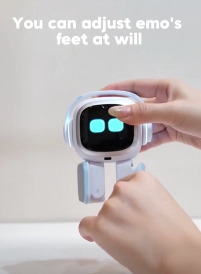 LIVING.AI روبوت الحيوان الأليف المكتبي EMO Go Home AI مع إضاءة EMO الذكية والشحن التلقائي (أبيض) - روبوت حيوان أليف تفاعلي مع أوامر صوتية وميزة الرقص - Image 3