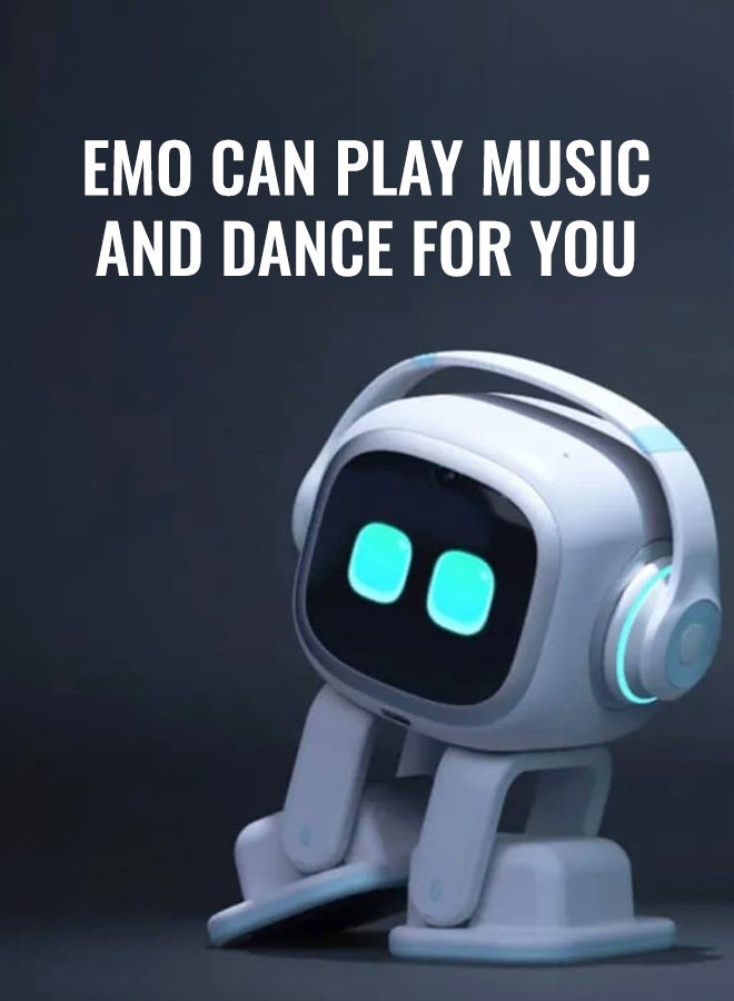 LIVING.AI روبوت الحيوان الأليف المكتبي EMO Go Home AI مع إضاءة EMO الذكية والشحن التلقائي (أبيض) - روبوت حيوان أليف تفاعلي مع أوامر صوتية وميزة الرقص - Image 4