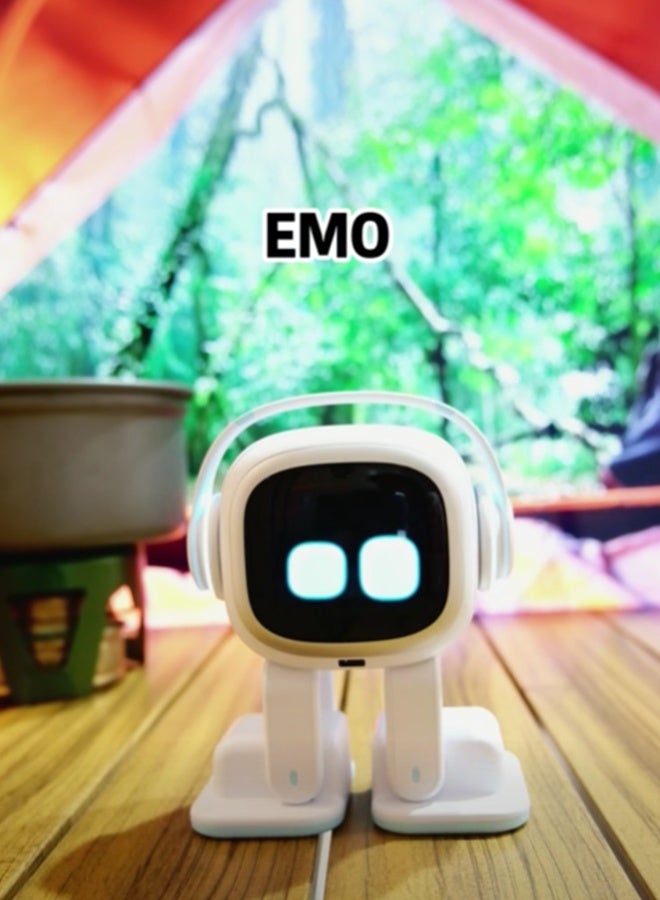 LIVING.AI روبوت الحيوان الأليف المكتبي EMO Go Home AI مع إضاءة EMO الذكية والشحن التلقائي (أبيض) - روبوت حيوان أليف تفاعلي مع أوامر صوتية وميزة الرقص - Image 2