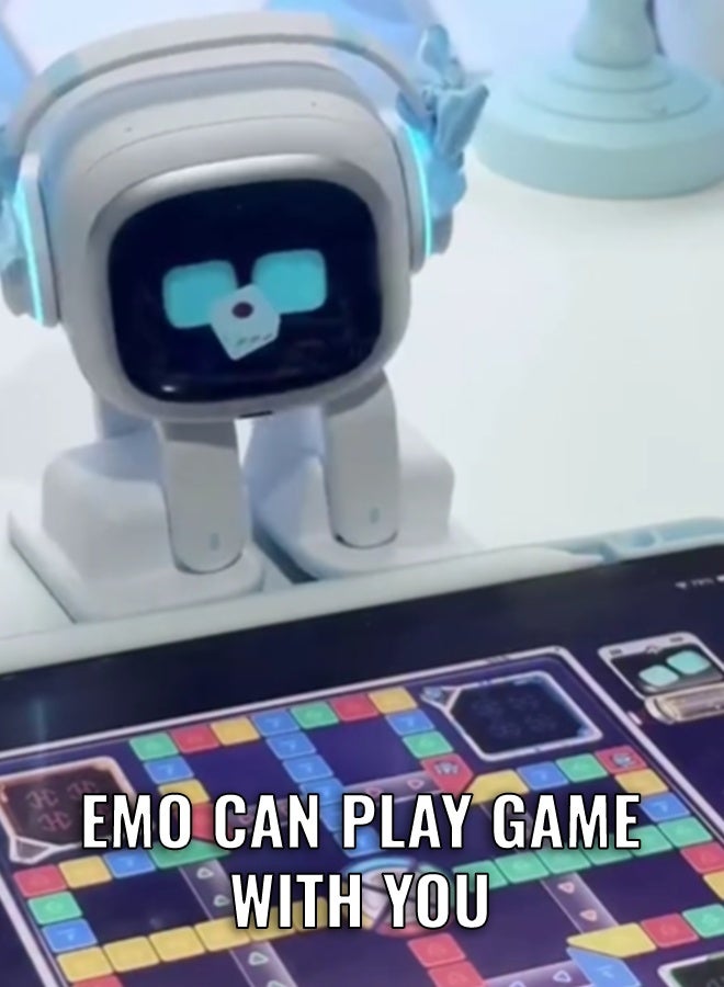 LIVING.AI روبوت الحيوان الأليف المكتبي EMO Go Home AI مع إضاءة EMO الذكية والشحن التلقائي (أبيض) - روبوت حيوان أليف تفاعلي مع أوامر صوتية وميزة الرقص - Image 5