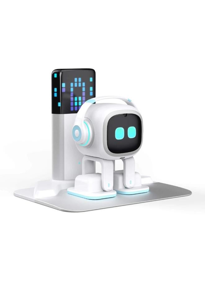 LIVING.AI روبوت الحيوان الأليف المكتبي EMO Go Home AI مع إضاءة EMO الذكية والشحن التلقائي (أبيض) - روبوت حيوان أليف تفاعلي مع أوامر صوتية وميزة الرقص - Image 1