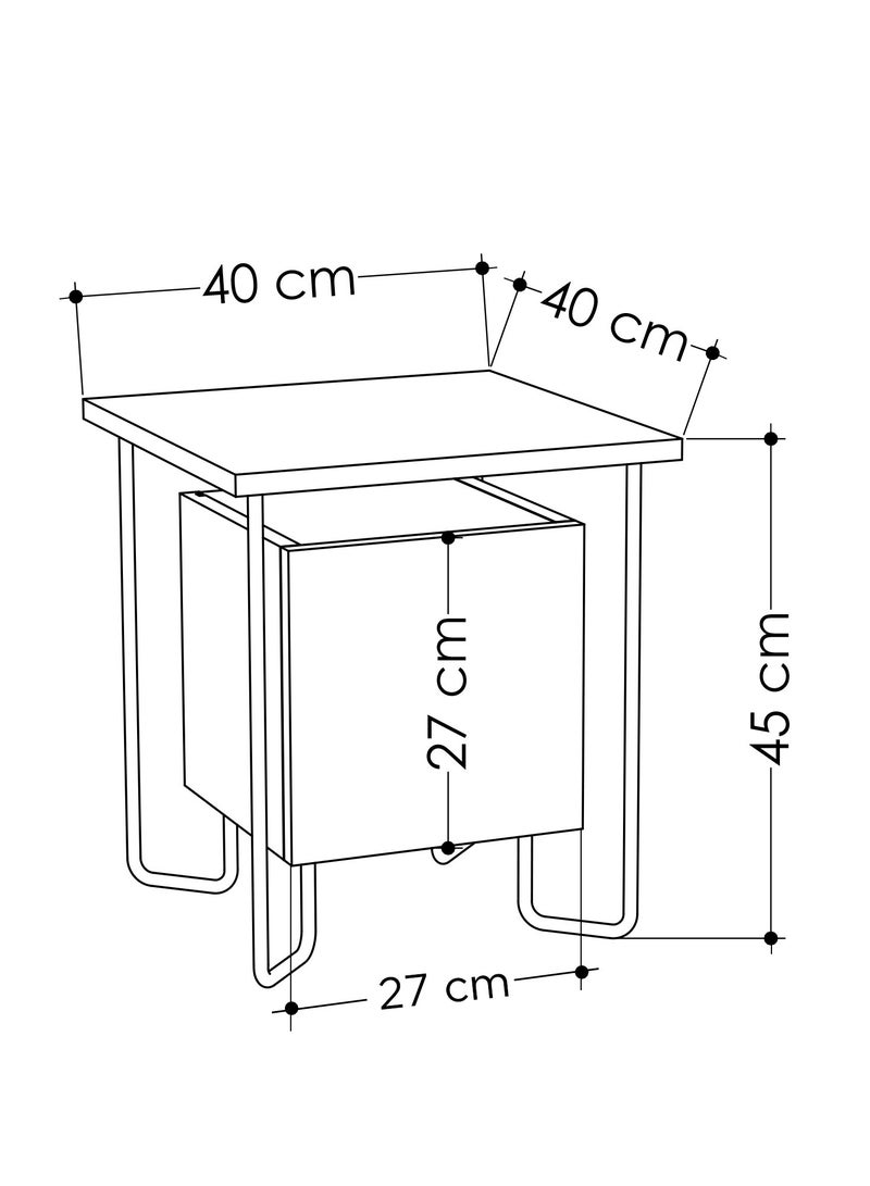 Mourah Modern Nightstand with Metal Legs | Multi-Functional Side Table for Bedroom & Living Room | Storage Cabinet |40x44.8 x40 CM| White - Image 3